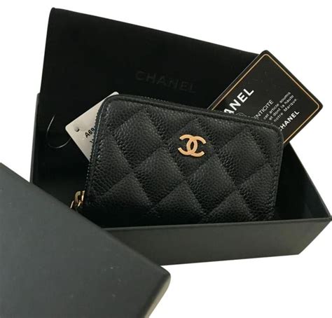 authentic chanel card holder|Chanel card holder zip around.